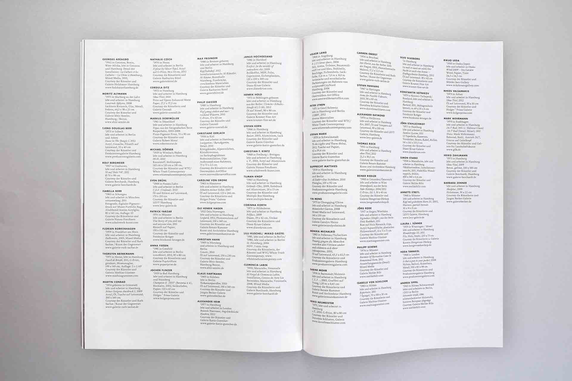 Foto einer DS des Kunstkatalogs (dis)placements mit Index